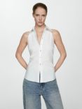 Mango Paula Sleeveless Shirt, Natural White