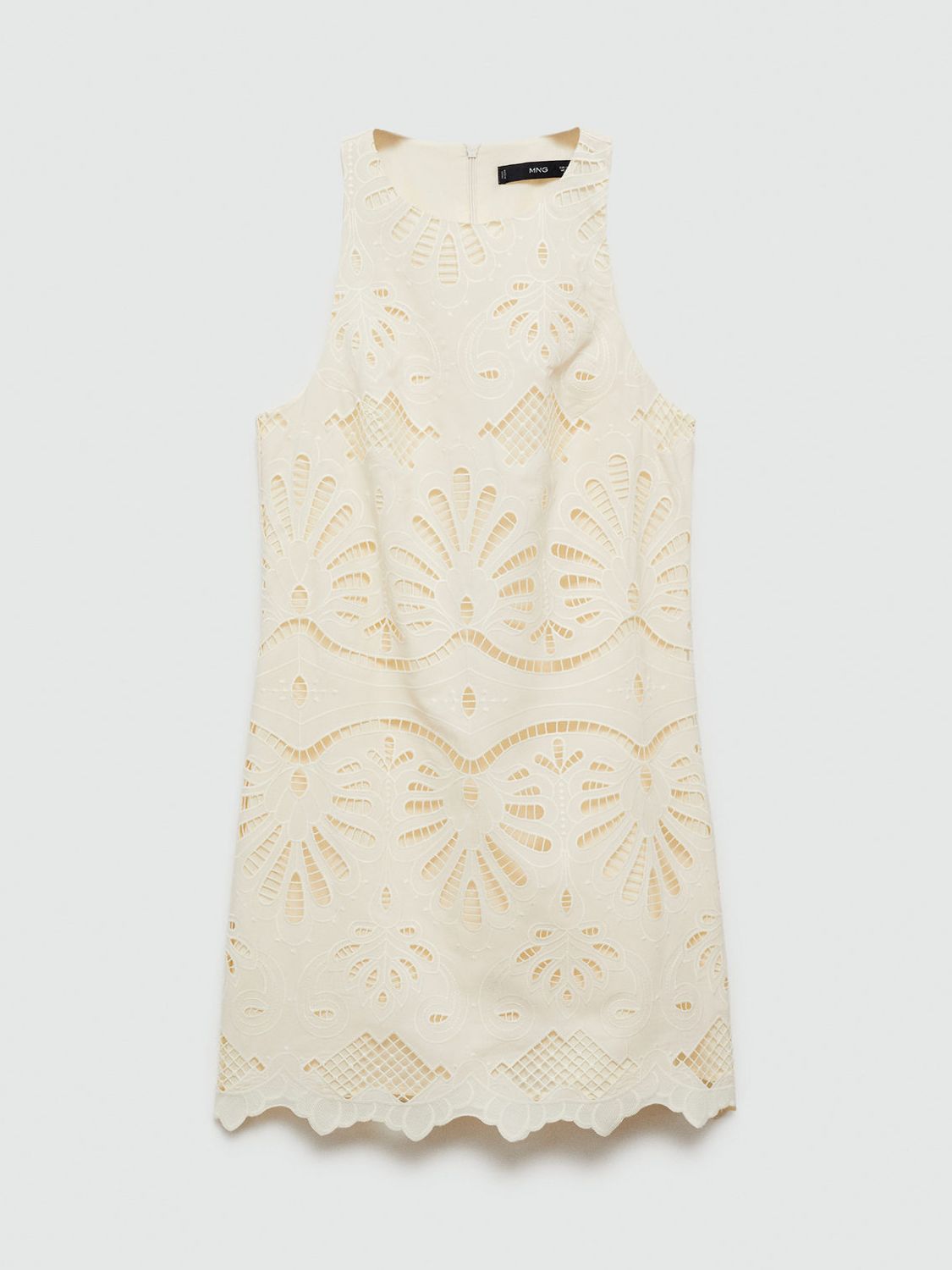 Buy Mango Tika Embroidered Mini Dress, Beige Online at johnlewis.com