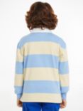 Tommy Hilfiger Kids' Logo Colour Block Long Sleeve Polo Sweatshirt, Lemon Zest/Blue