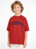 Tommy Hilfiger Kids' Logo Varsity Embroidered T-Shirt, Dark Magma