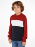Tommy Hilfiger Kids' Logo Colour Block Sweatshirt, Red/White/Blue