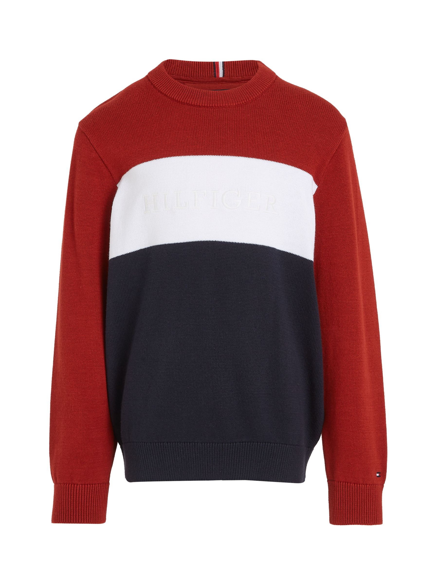 Tommy Hilfiger Kids' Logo Colour Block Sweatshirt, Red/White/Blue