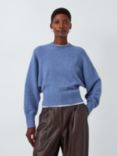 John Lewis Cotton & Wool Blend Batwing Sweater, China Blue