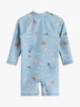 Lindex Baby UV Sun Protection Sea Life Print Long Sleeve Swimsuit, Light Dusty Blue