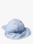 Lindex Baby UPF 50+ Sea Life Print Sun Protection Swim Cap, Light Dusty Blue