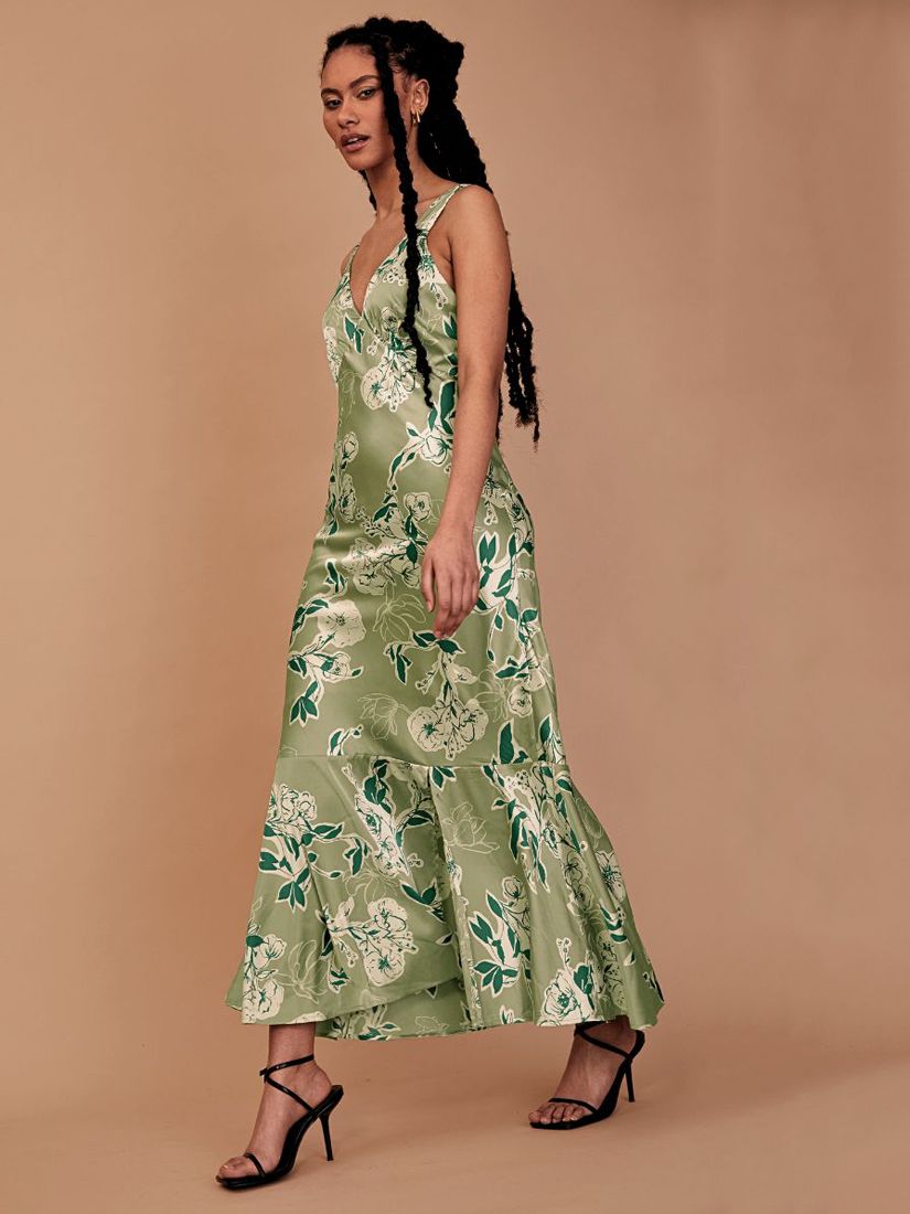 Rewritten Amelia Floral Print Maxi Dress, Green, 8