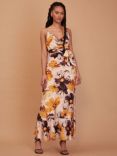 Rewritten Pollenca Cowl Neck Floral Print Maxi Dress, Multi