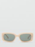 Mango Women's Mireia Rectangular Sunglasses, White