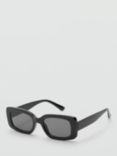 Mango Women's Mireia Rectangular Sunglasses, Black/Grey