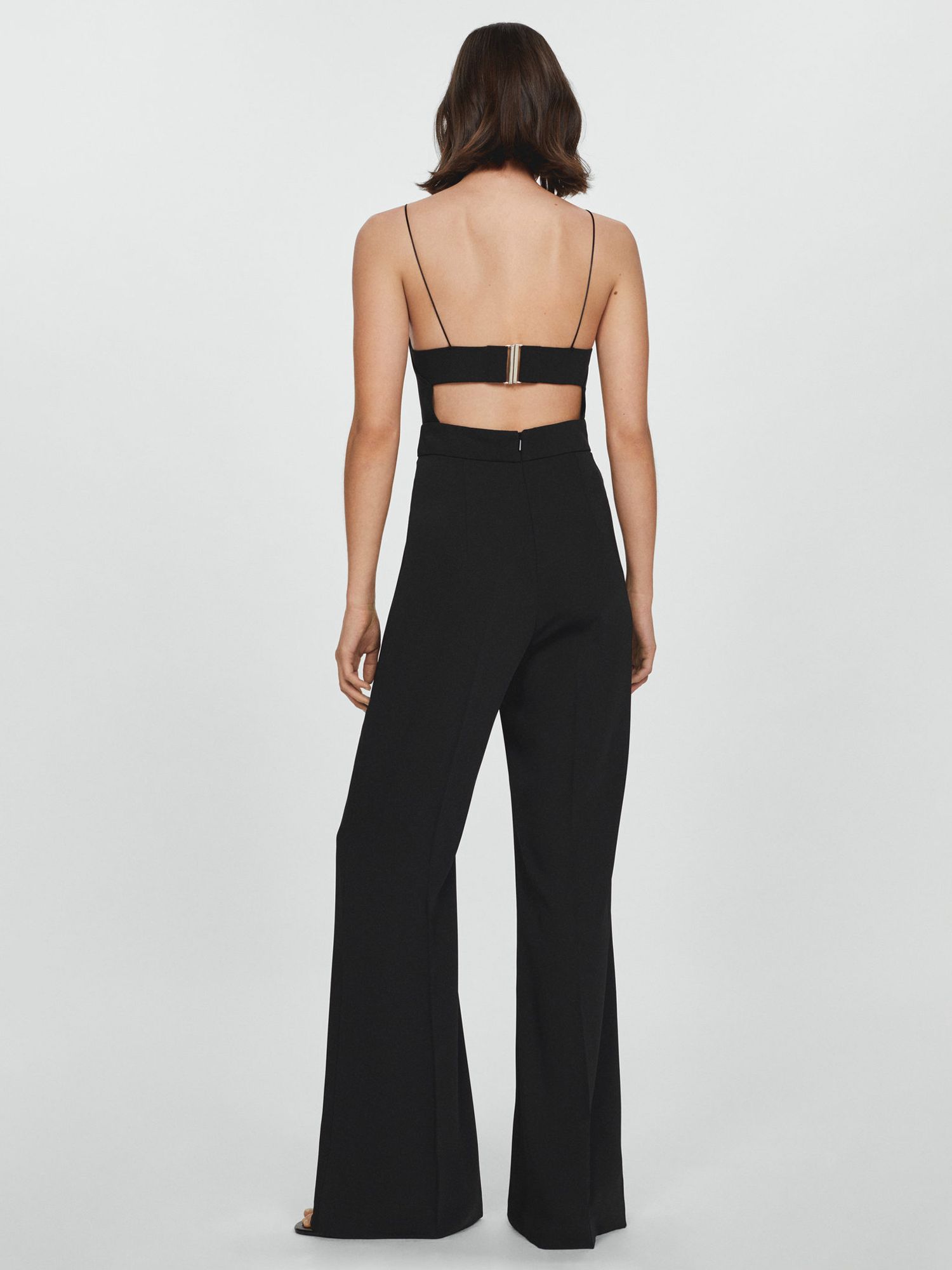 Mango Dream Wide Leg Jumpsuit, Black, S