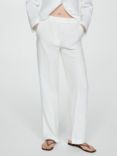 Mango Niza Linen Trousers, White