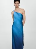 Mango Cielo Asymmetric Ombre Dress, Medium Blue