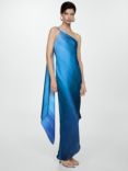 Mango Cielo Asymmetric Ombre Dress, Medium Blue