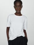 Mango Tagli Embroidery Detail Cotton T-Shirt, White