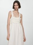 Mango Ruffle Detail Cotton Maxi Dress, White