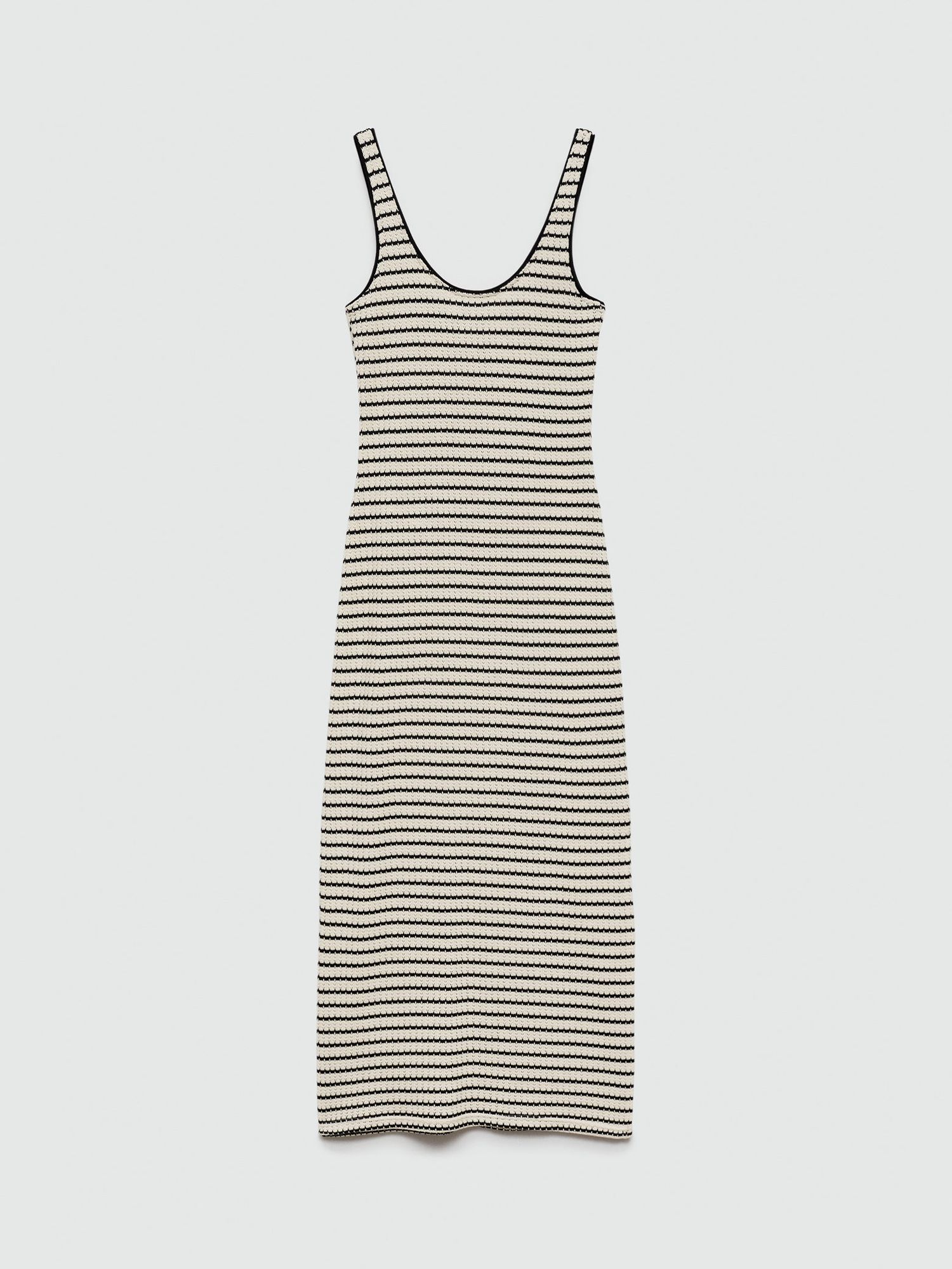 Mango Matildo Cotton Blend Stripe Midi Dress, Beige/Black, 12