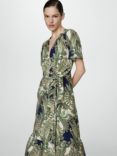 Mango Paisley Print Wrap Midi Dress, Green/Multi
