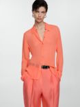 Mango Felisa Sheer Long Sleeve Shirt, Pastel Orange