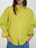 Mango Tropez Plain Ruched Sleeve Shirt, Bright Yellow