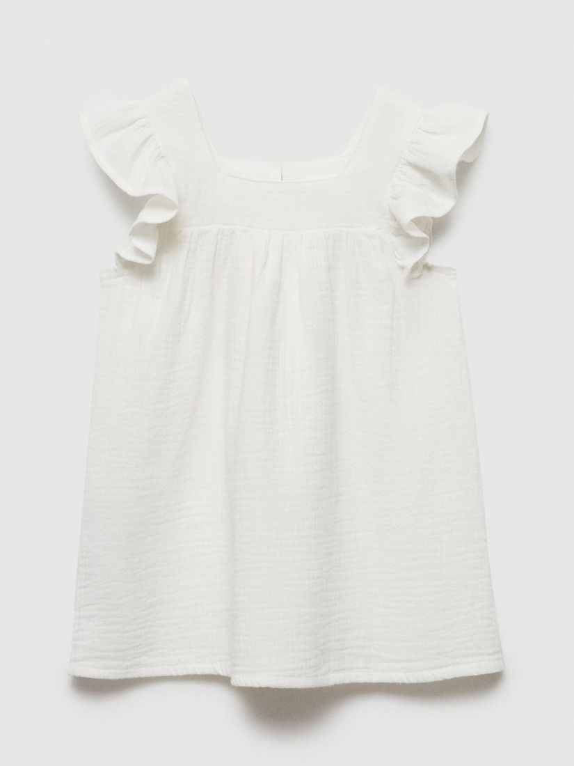 Mango Kids' Milos Frill Dress, Natural White