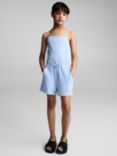 Mango Kids' Elena Cotton Playsuit, Pastel Blue