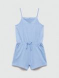 Mango Kids' Elena Cotton Playsuit, Pastel Blue