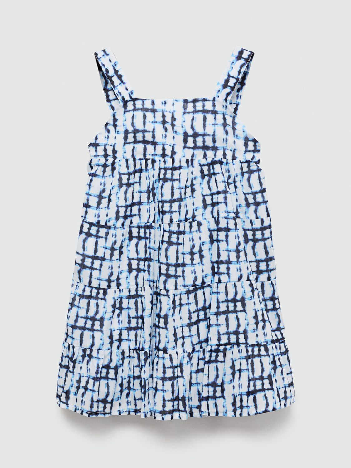 Mango Kids' Blair Tie Dye Tiered Dress, Medium Blue