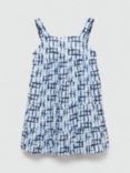 Mango Kids' Blair Tie Dye Tiered Dress, Medium Blue