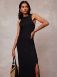 Mint Velvet Textured Maxi Dress, Black