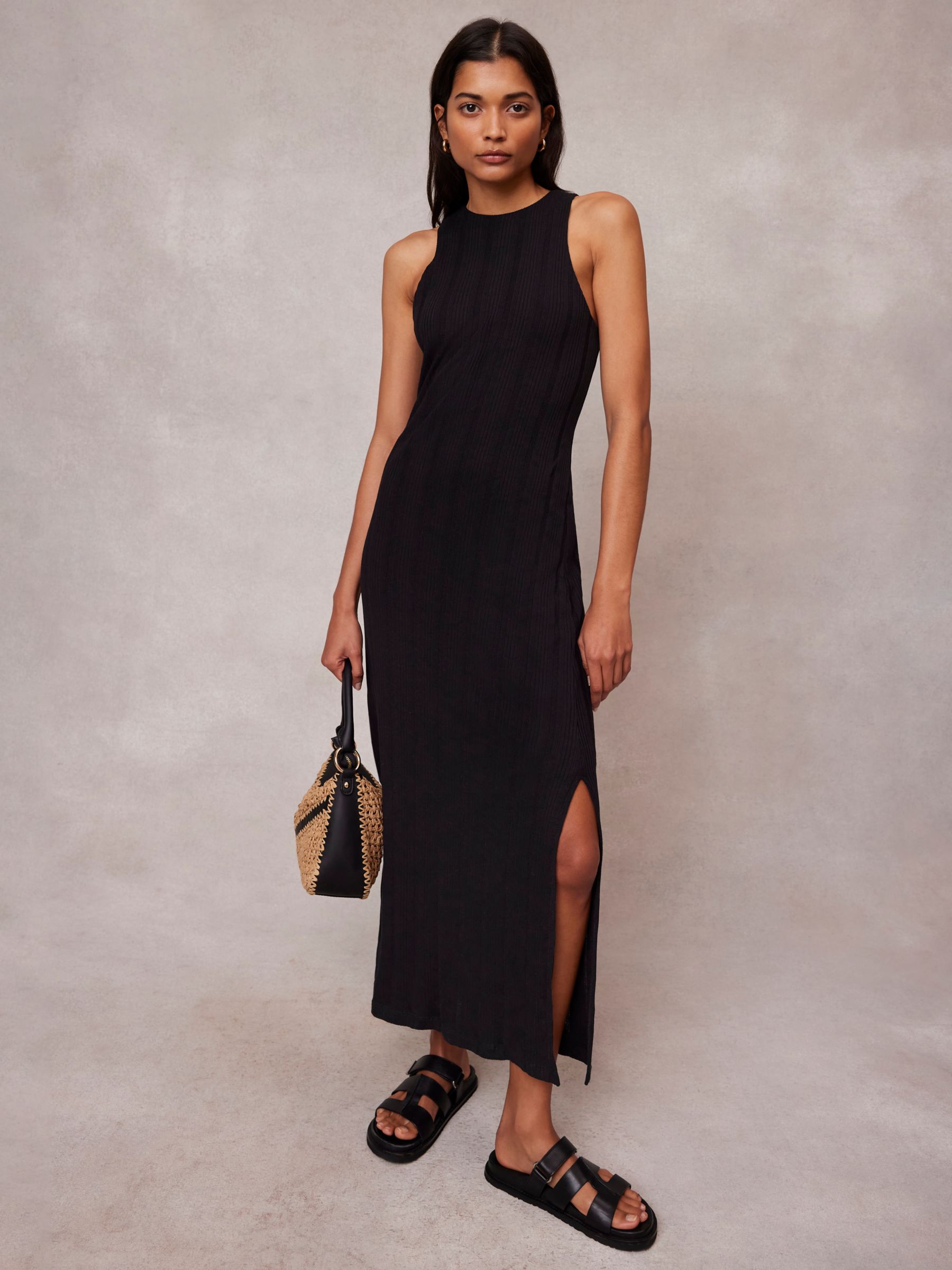 Mint Velvet Textured Maxi Dress, Black