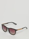 Superdry W9710046AC9X Women's SDR Keyhole Round Sunglasses, Dark Brown/Pink Fade