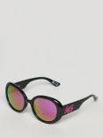 Superdry Women's SDR Oversized Bug Sunglasses, Black/Pink
