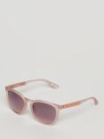 Superdry W9710046AC9Y Women's SDR Keyhole Round Sunglasses, Pink/Smoke