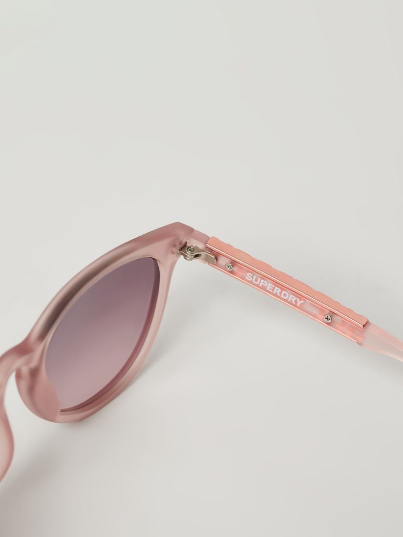 Superdry Women's SDR Keyhole Round Sunglasses, Pink/Smoke, One Size