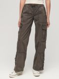 Superdry Vintage Low Rise Elastic Cargo Trousers, Dark Grey