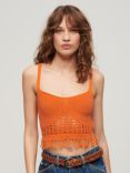 Superdry Vintage Crochet Fringe Top, Spiced Orange