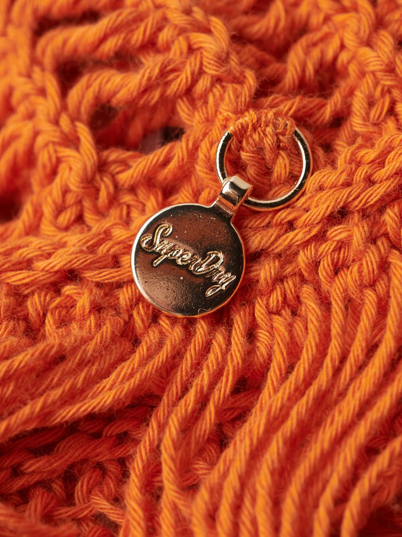 Superdry Vintage Crochet Fringe Top, Spiced Orange, 8
