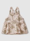 Reiss Kids' Klemee Linen Blend Palm Print Peplum Top, Neutral