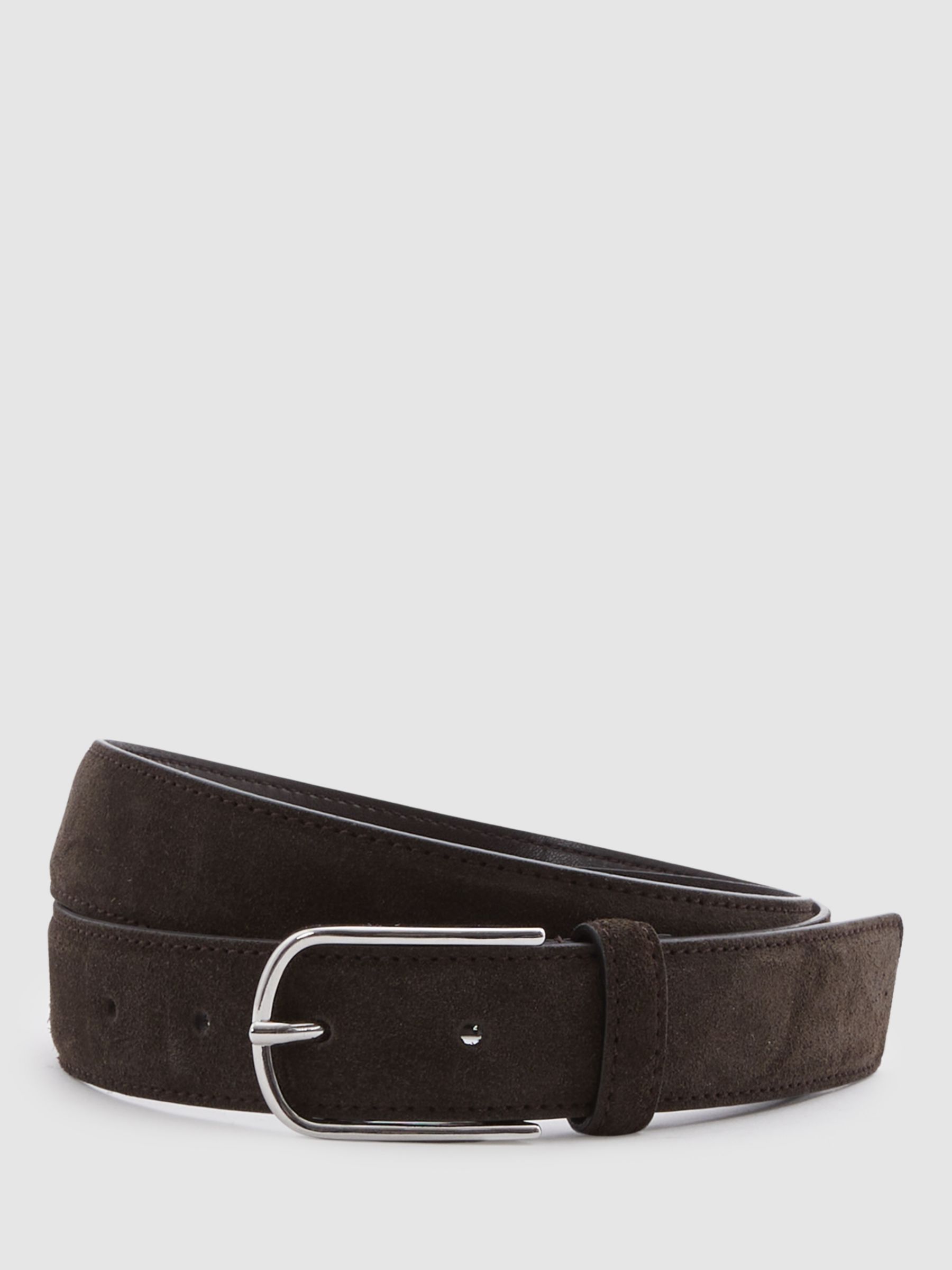 Reiss Carrie Suede Jeans Belt, Chocolate, S