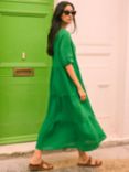 Baukjen Brenda Linen Tiered Midi Dress, Bright Emerald
