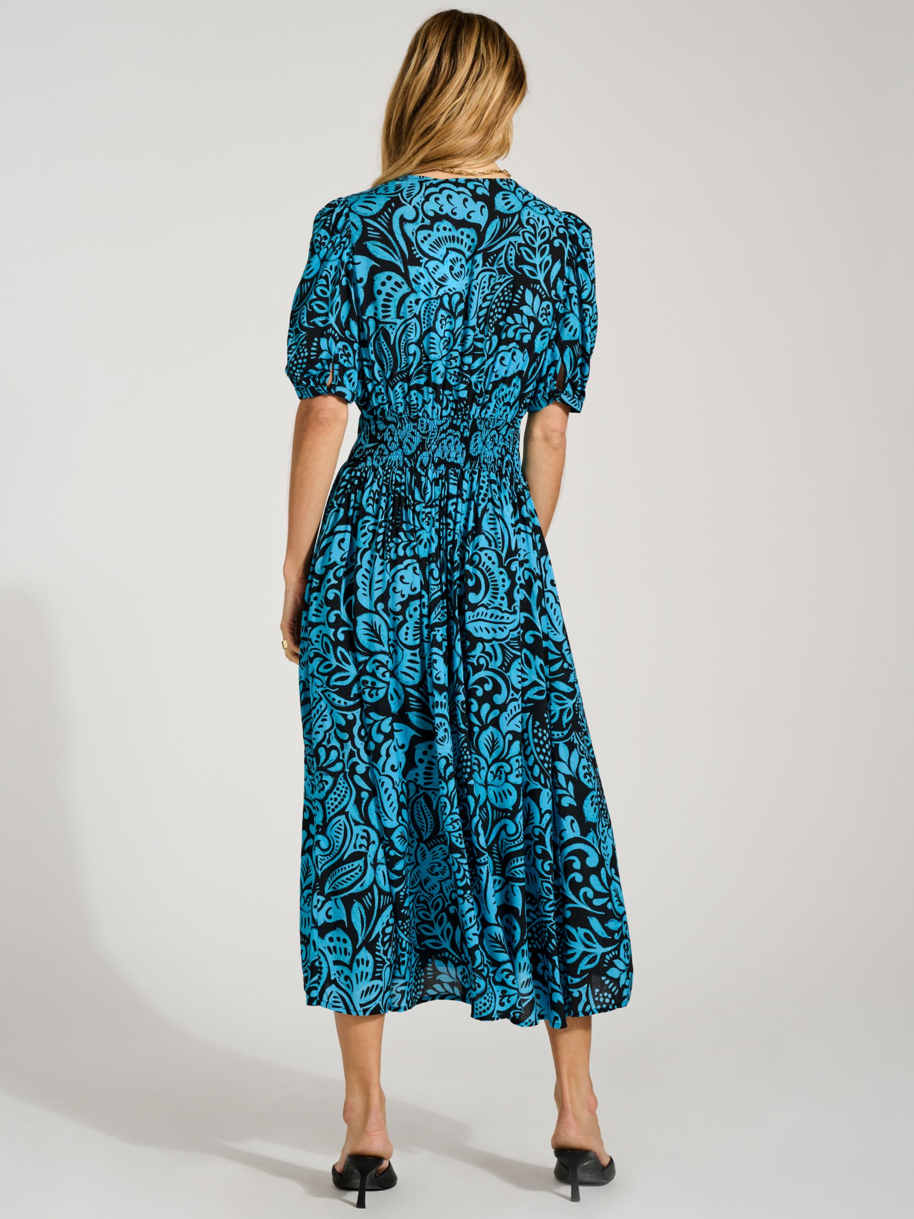 Baukjen Holly Stencil Print Midi Dress, Blue