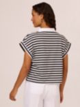 Adrianna Papell Stripe Cropped Polo Shirt, Ivory/Black