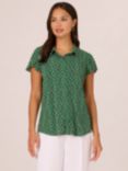 Adrianna Papell Geometric Flutter Sleeve Shirt, Green/Multi