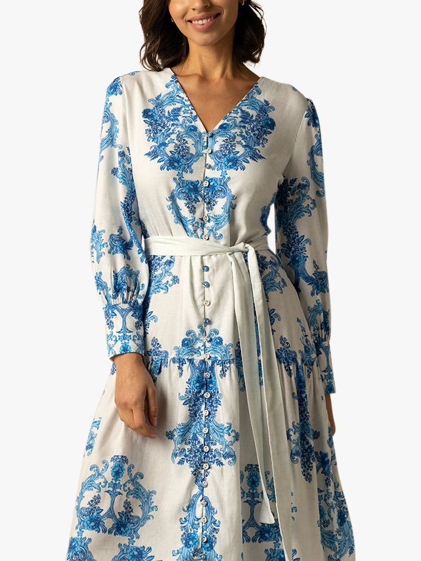 Raishma Kleo Floral Dress, Blue, 8