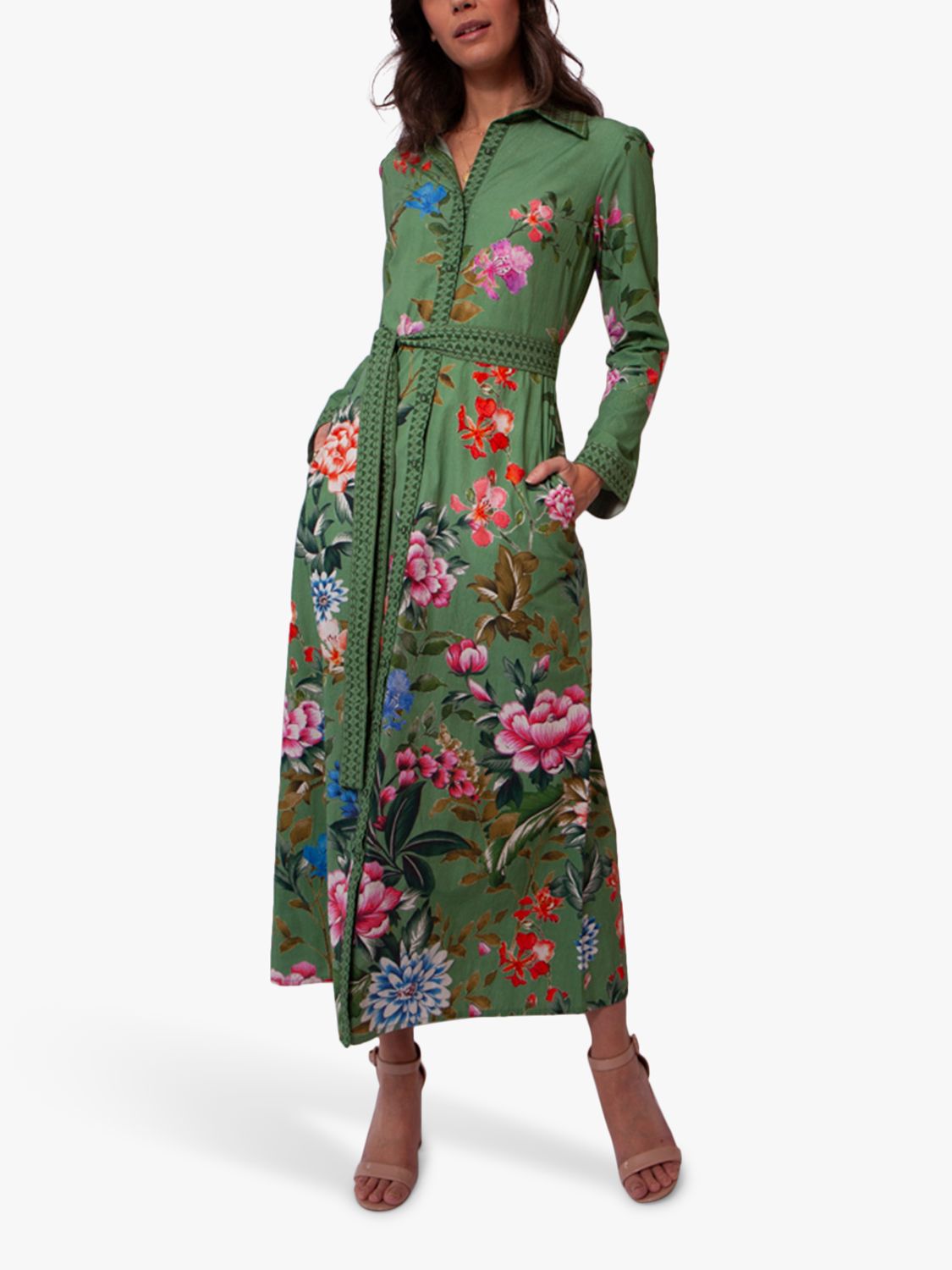 Raishma Olea Floral Dress, Green, 8