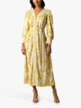 Raishma Aaliyah Cotton Blend Floral Midi Dress, Yellow