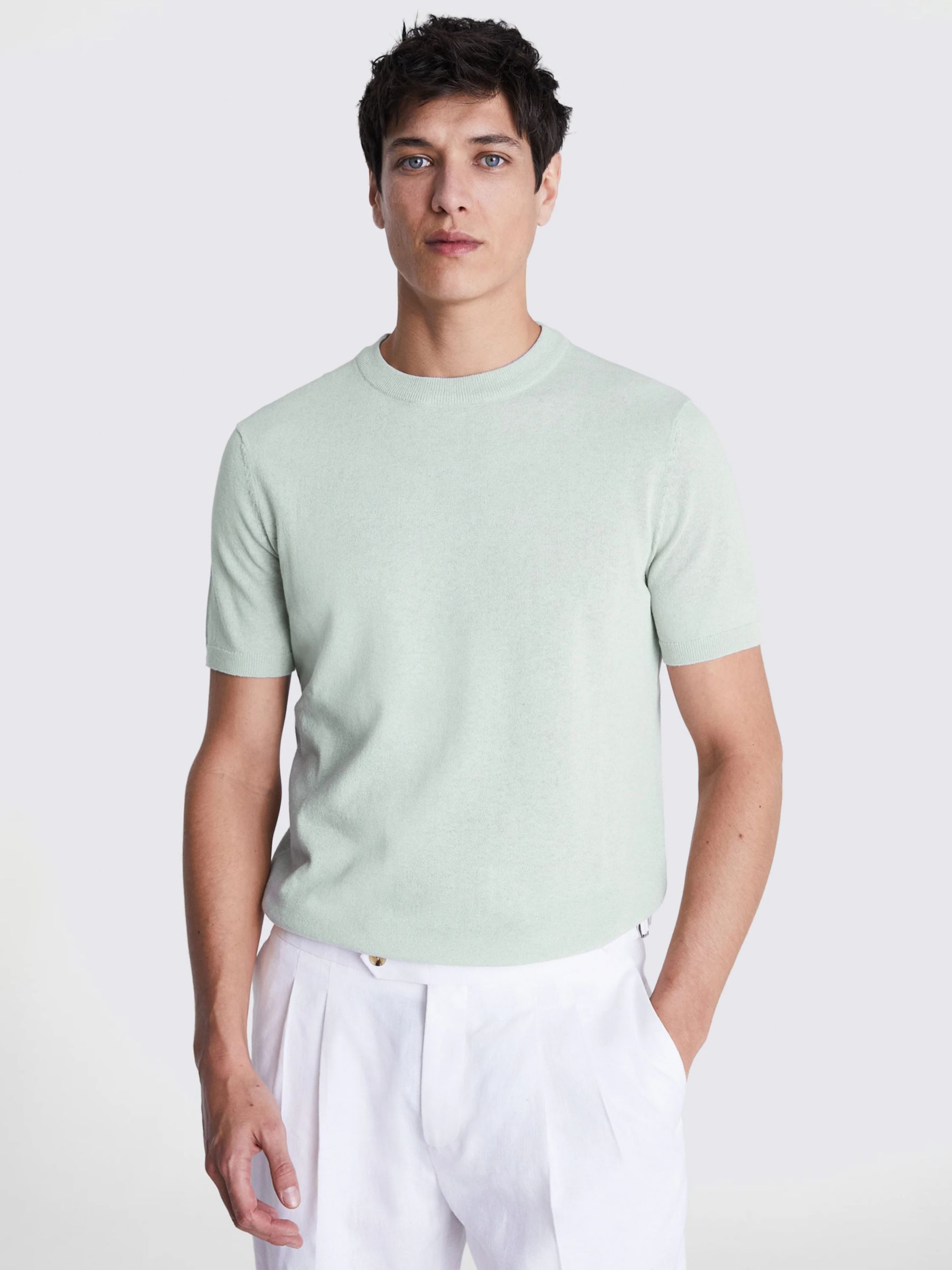 Moss Linen Blend T-Shirt, Green, XXL