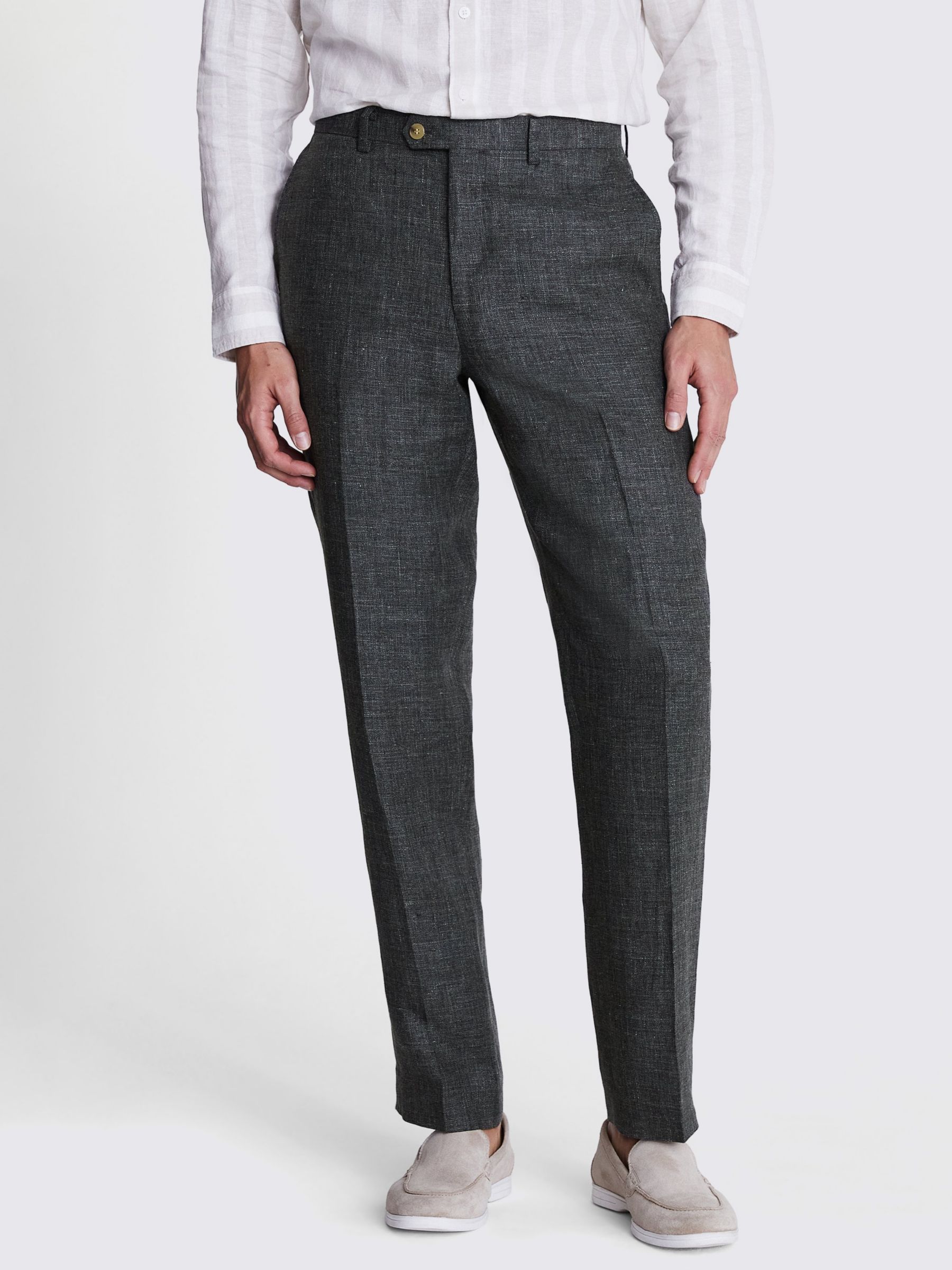 Moss Regular Fit Linen Suit Trousers, Khaki, 32L
