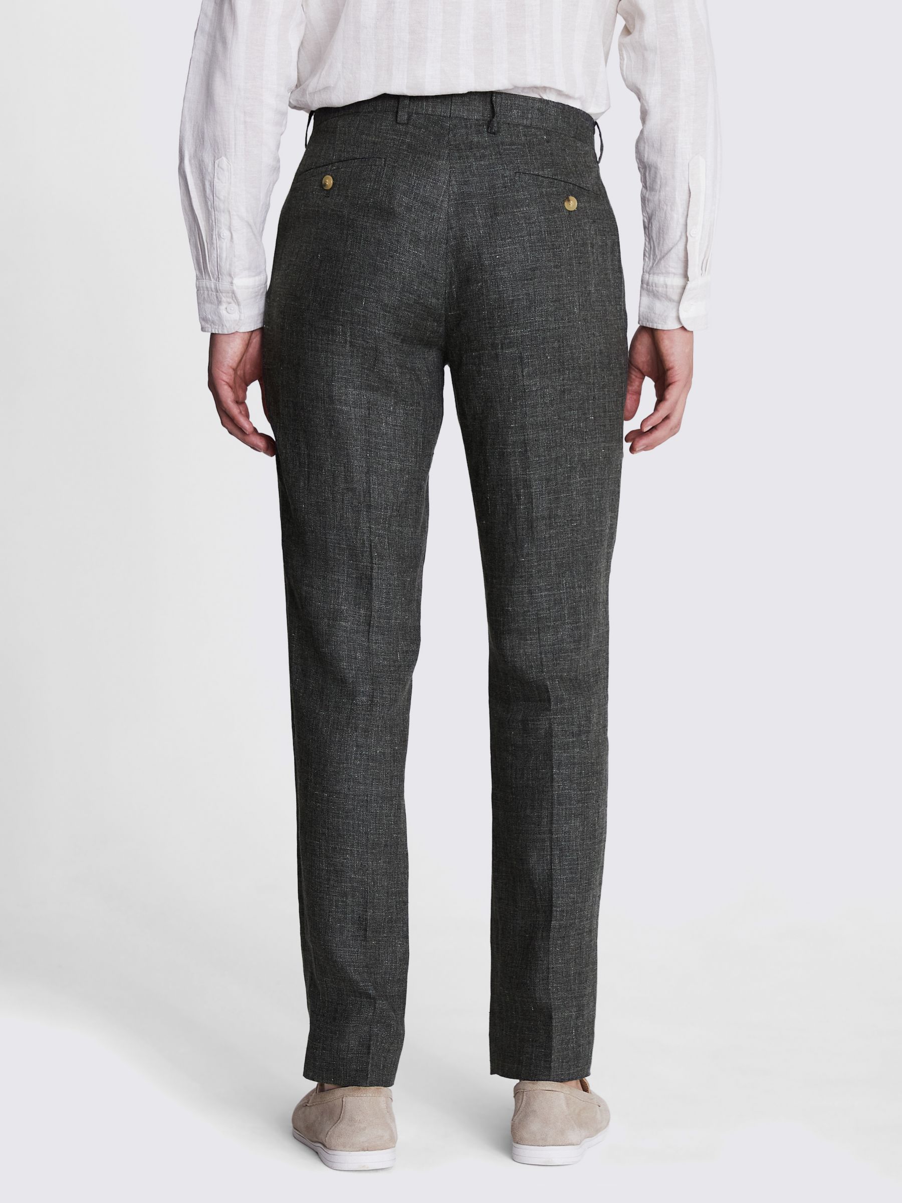 Moss Regular Fit Linen Suit Trousers, Khaki, 32L