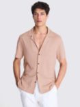 Moss Linen Blend Knitted Cuban Collar Shirt, Pink